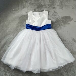 ella by Marmellata Girls Elegant Tulle Dress Flower Girl White Blue Size 7